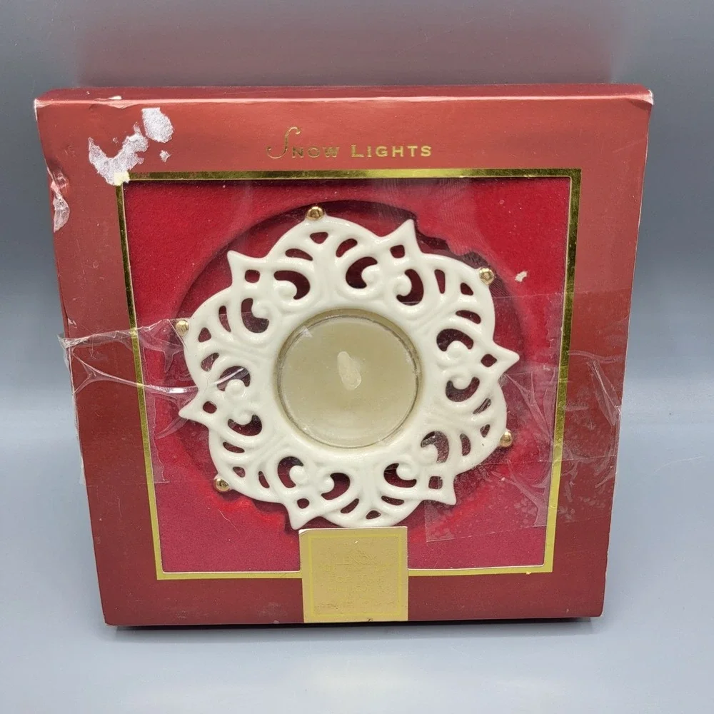 Vintage Lenox Snow Lights Porcelain Sparkle Votive Candle Holder Taiwan